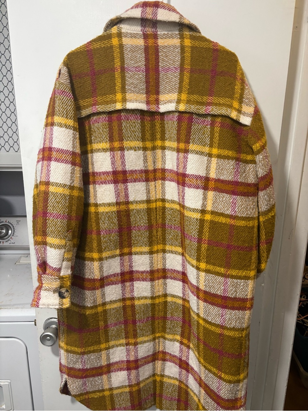 Sundance Doran Wool Coat Jacket Yellow Plaid Oversized Size M $248 - Picture 6 of 8